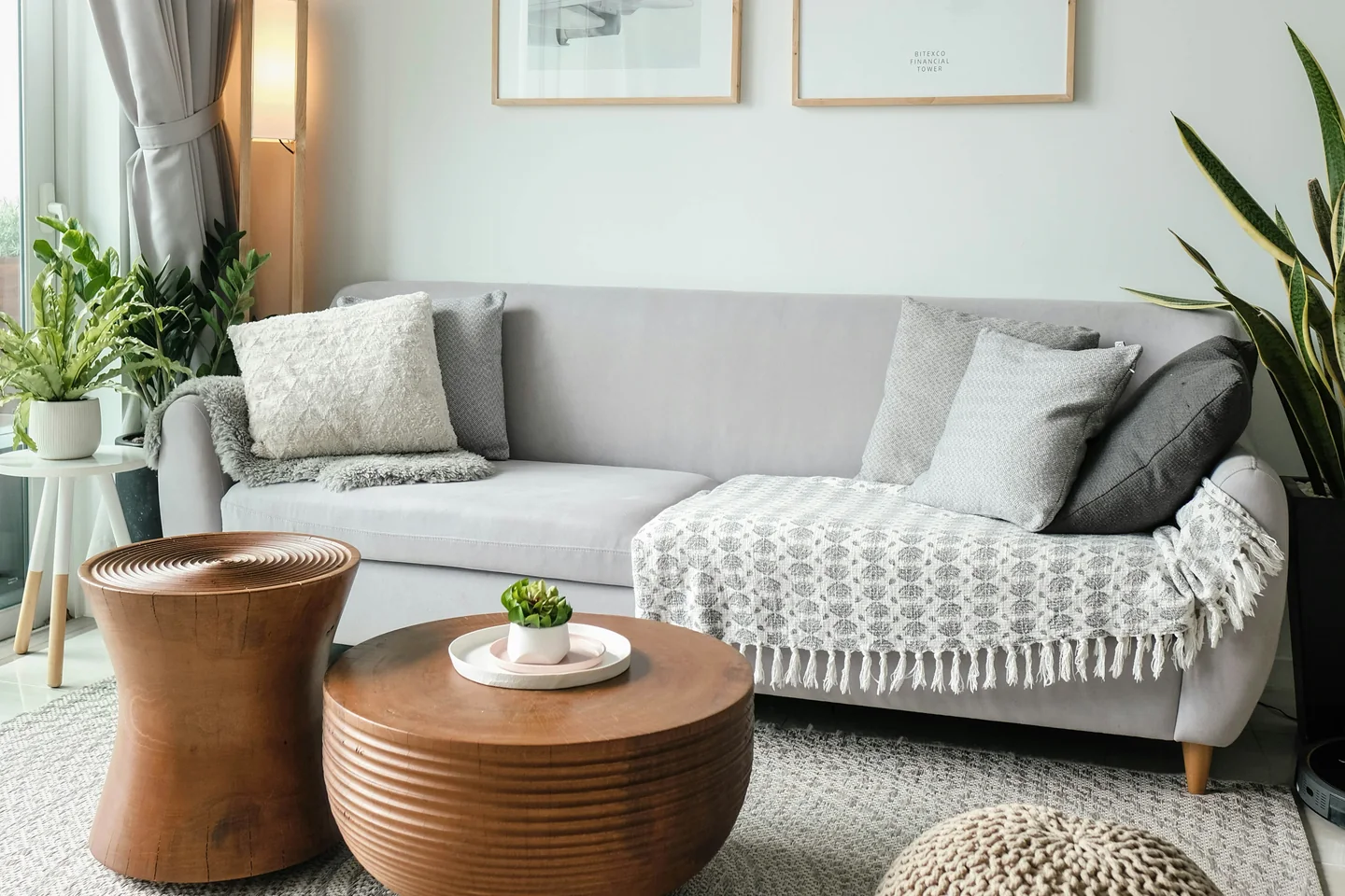 Furnished living room representing an eligible short-term rental property